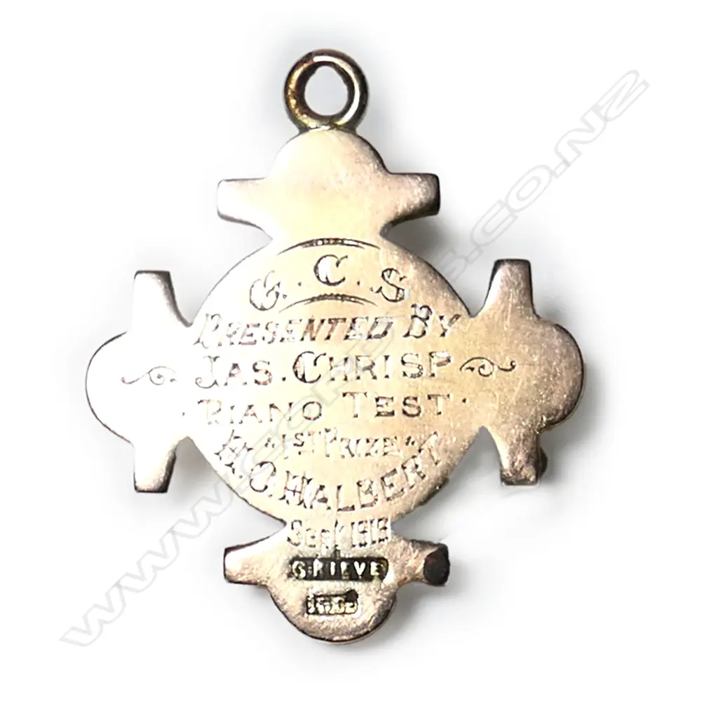 Henry Grieve (Hawkes Bay?) 15ct gold piano prize medal 1919, Image 1++